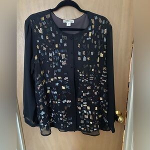 Coldwater Creek Black Blouse with Gold Accents